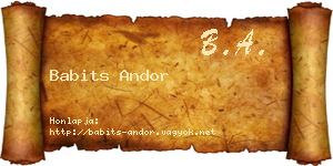 Babits Andor névjegykártya