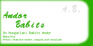 andor babits business card